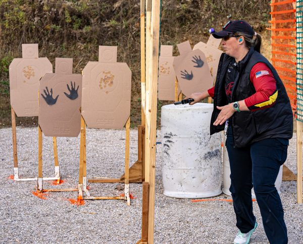 IDPA retreating on a stage